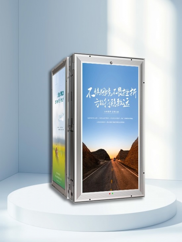 全铸铝400×800一面屏+一面灯箱LED灯杆屏
